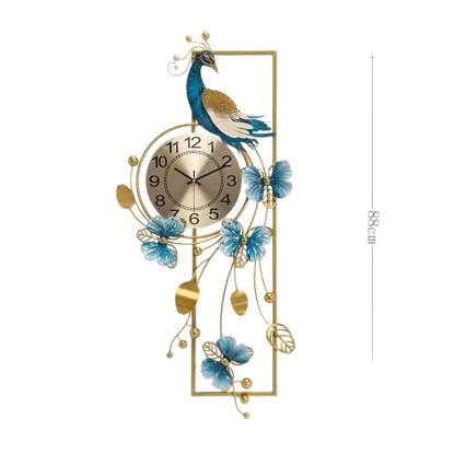 Artistic Metal Wall Clock with Floral and Bird Design Kalsten