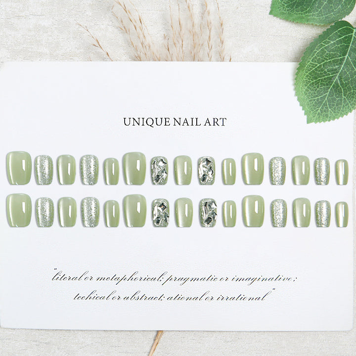 Acrylic nail set with elegant glitter design and creative effects Kalsten