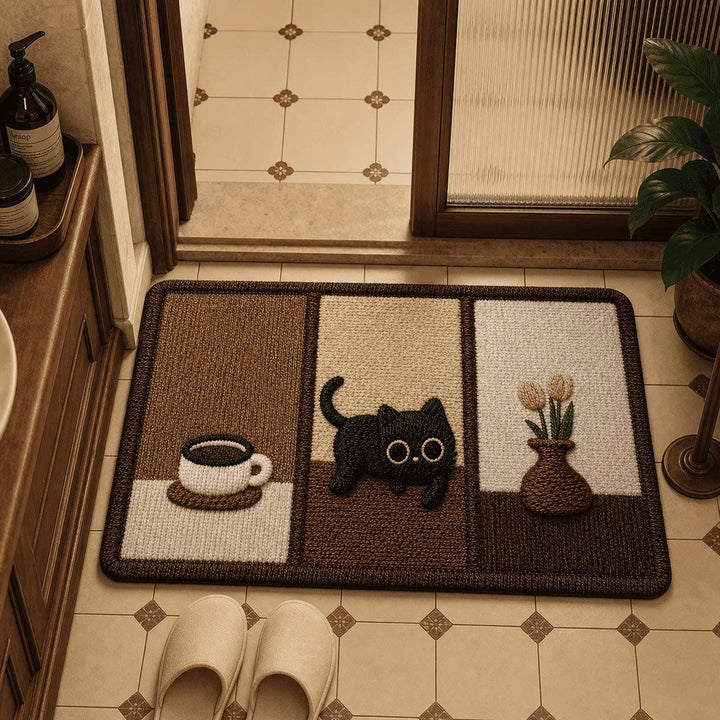 Artistic Cat-Themed Entrance Mat for Home Entryway