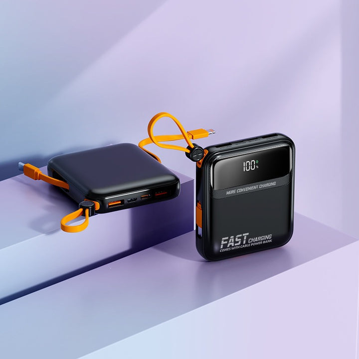 Portable power bank with integrated charging cable and digital display Kalsten