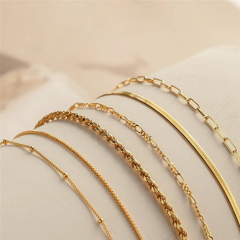 Multiple Textured Chain Bracelet Set Kalsten