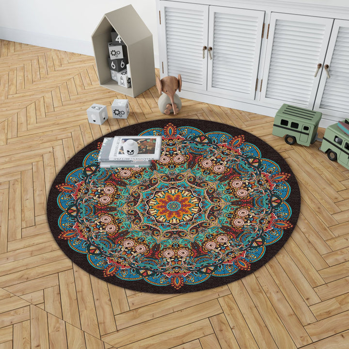 Mandala Print Round Area Rug Kalsten