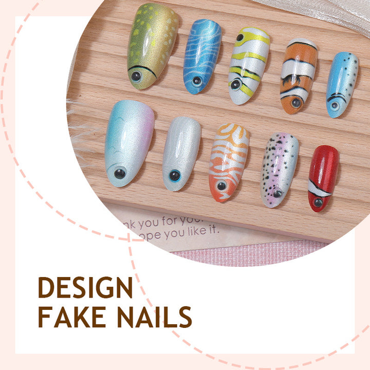 Creative nail art set with colorful animal motifs and glitter accents Kalsten