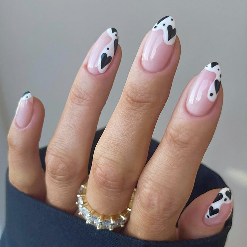 Artistic Heart and Cow Print Press-On Nails Kalsten