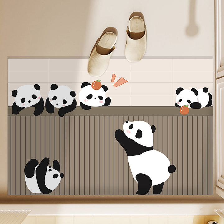 Playful Panda-Themed Bathroom Mat