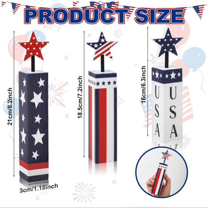 Unisex decorative wooden column decor set with star toppers and glitter surface Kalsten