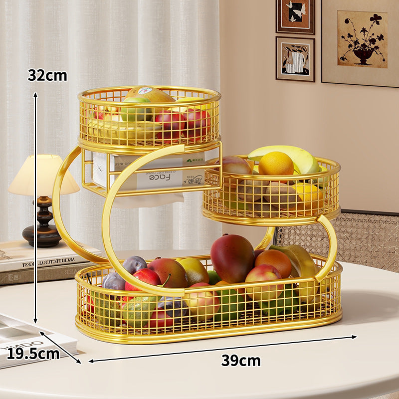 Three-Tier Metal Mesh Countertop Fruit & Produce Display Stand