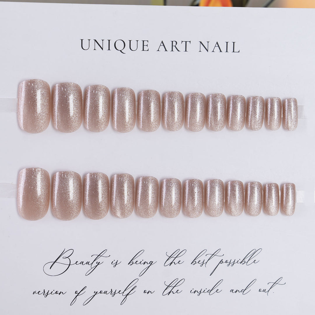 Elegant Press-On Nails Set with Unique Glitter Design