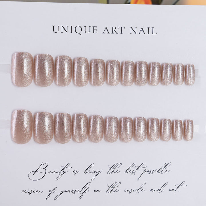 Elegant Press-On Nails Set with Unique Glitter Design