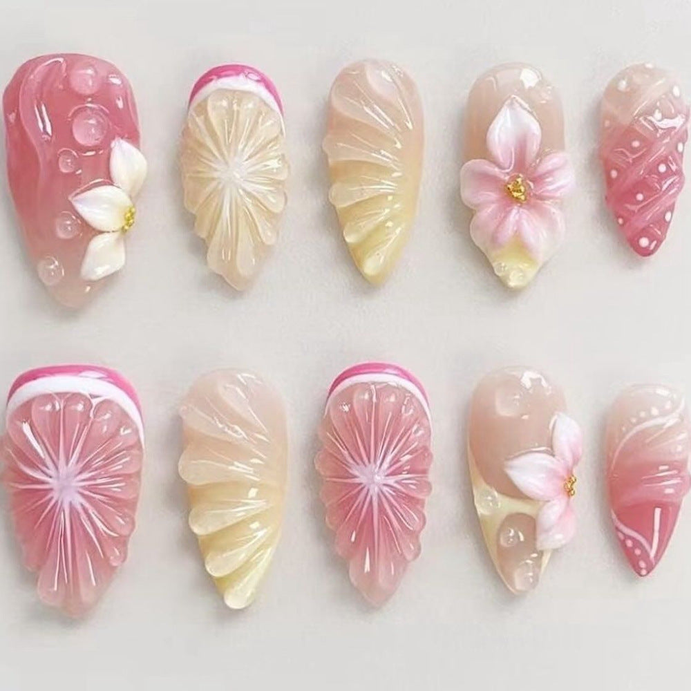 Artificial nails in spring floral and fruit design Kalsten