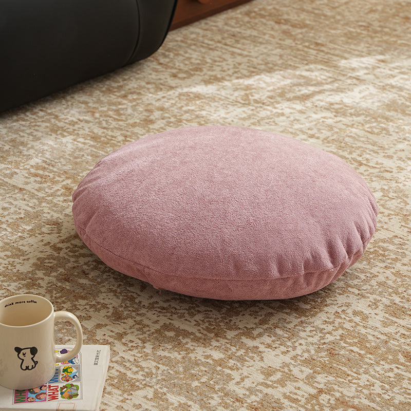Round floor seat pouf made of teddy plush with a shape-retaining padded core Kalsten