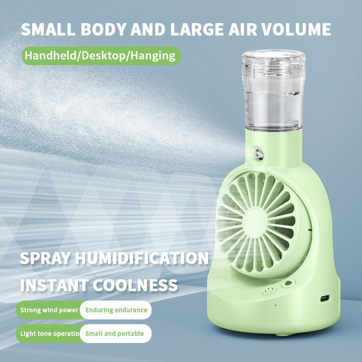 Cooling portable misting handheld fan with detachable water reservoir and adjustable-angle stand Kalsten
