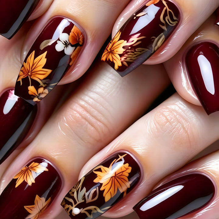 Artificial nails with floral autumn design Kalsten