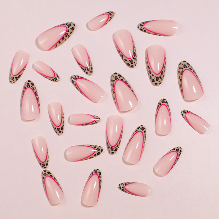 Artistic Stiletto Press-On Nail Set with Leopard Print Accents Kalsten