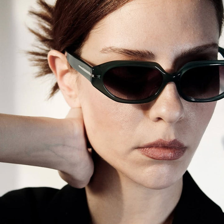 Women's stylish geometric sunglasses with mirrored lenses and unique frame Kalsten