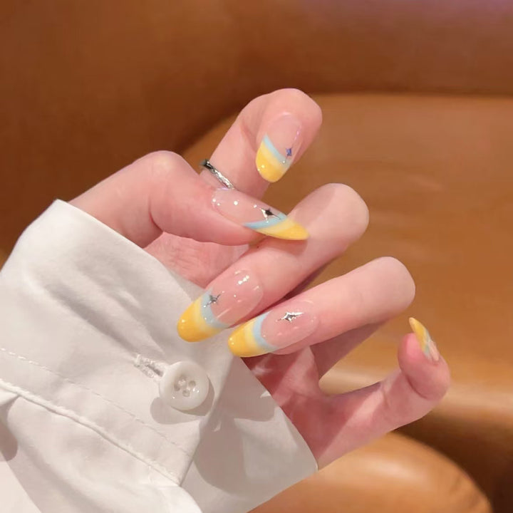 Stylish Press-On Nail Set with Unique Colorful Design Kalsten