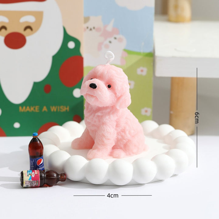 Mini Realistic Puppy Sculptural Scented Candle with Textured Fur