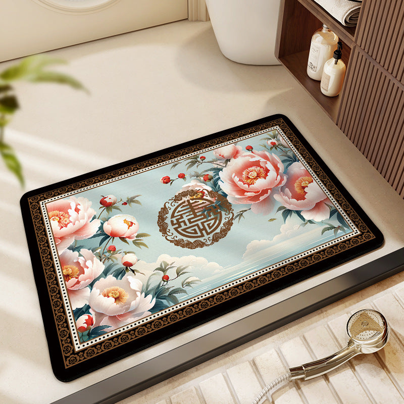 Artistic Floral Bath Mat Kalsten