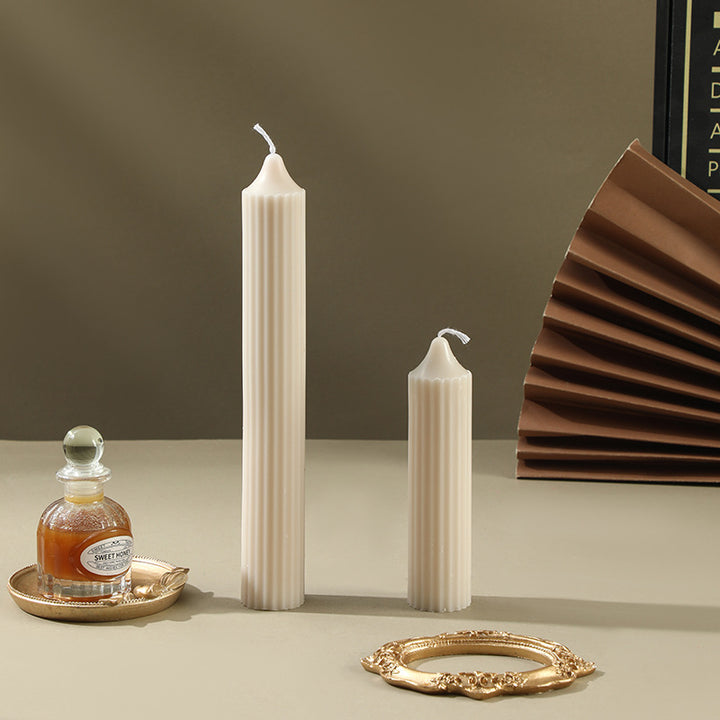 Ribbed Sculptural Column Candle Set