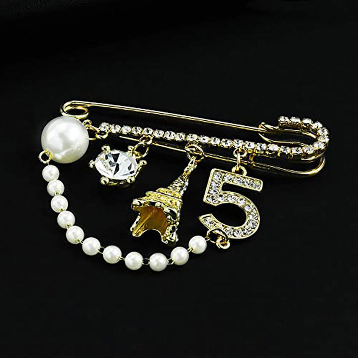 Elegant Brooch with Pearls and Rhinestones Kalsten