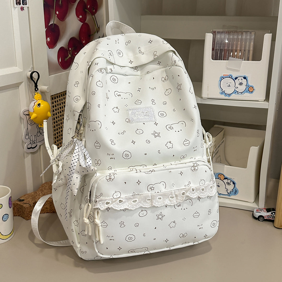 Playful Cartoon Patterned School Backpack Kalsten