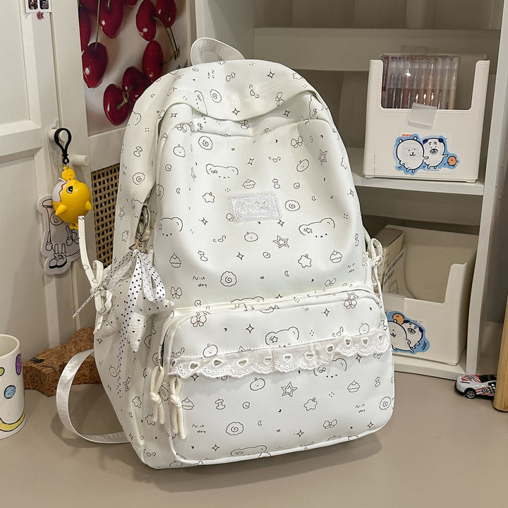 Playful Cartoon Patterned School Backpack Kalsten