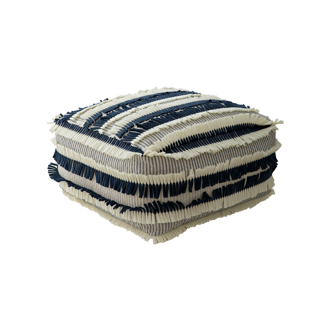 Boho-Pouf floor cushion with textured fringe surface