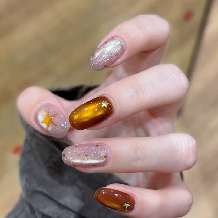 Glittery Star Accent Nail Art Extensions