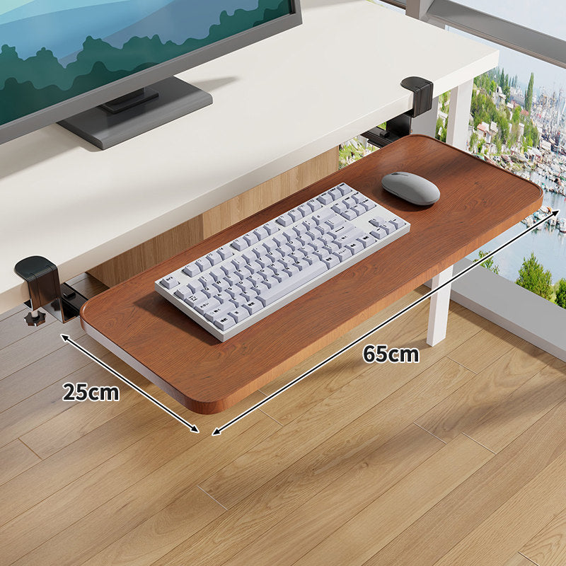 Clamp-Mounted Under-Desk Adjustable Bamboo Keyboard Tray