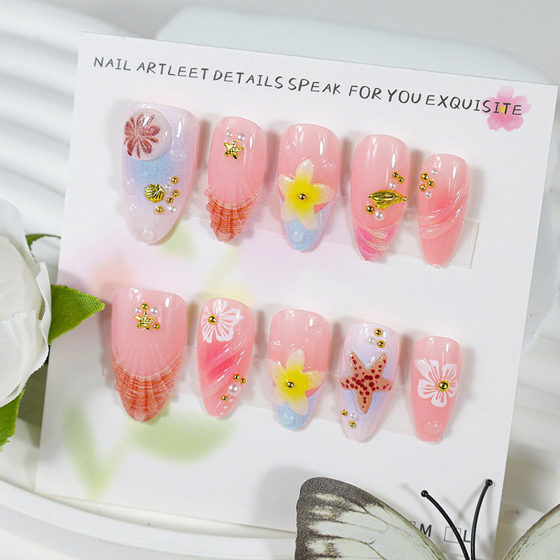 Artificial nail set with maritime designs and glittering accents Kalsten