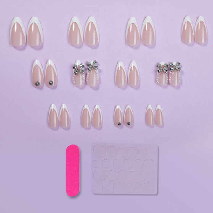 Artificial nail set with elegant French tips and decoration accents Kalsten