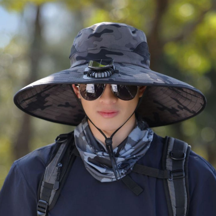 tactical fishing hat with wide brim, mesh ventilation and adjustable chin strap Kalsten