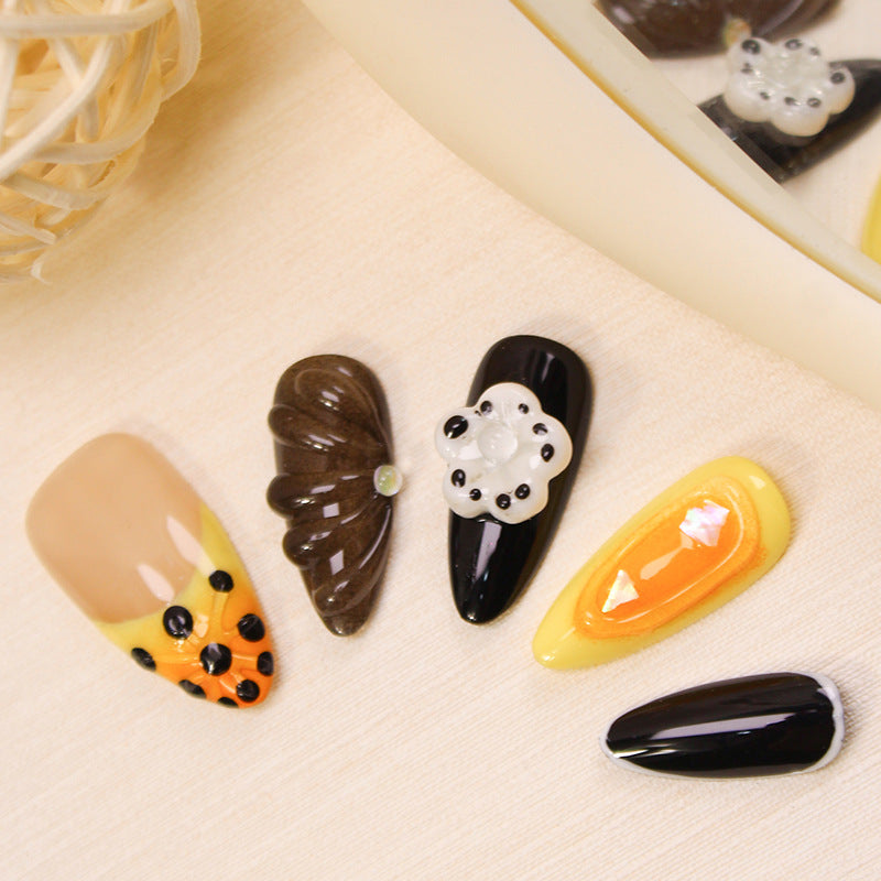 Acrylic Nail Set with Creative Dessert Motifs Kalsten