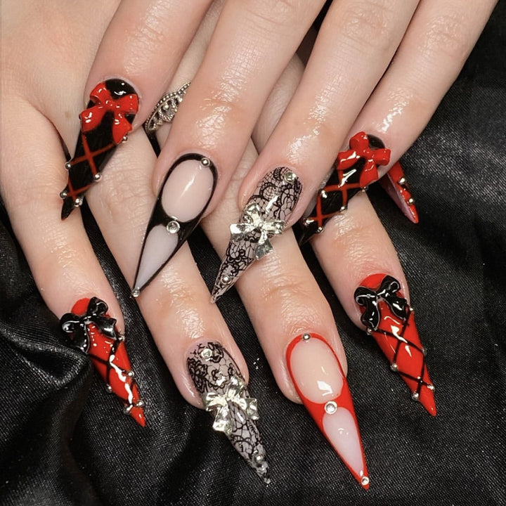Gothic-Inspired Stiletto Nail Art Extensions Kalsten
