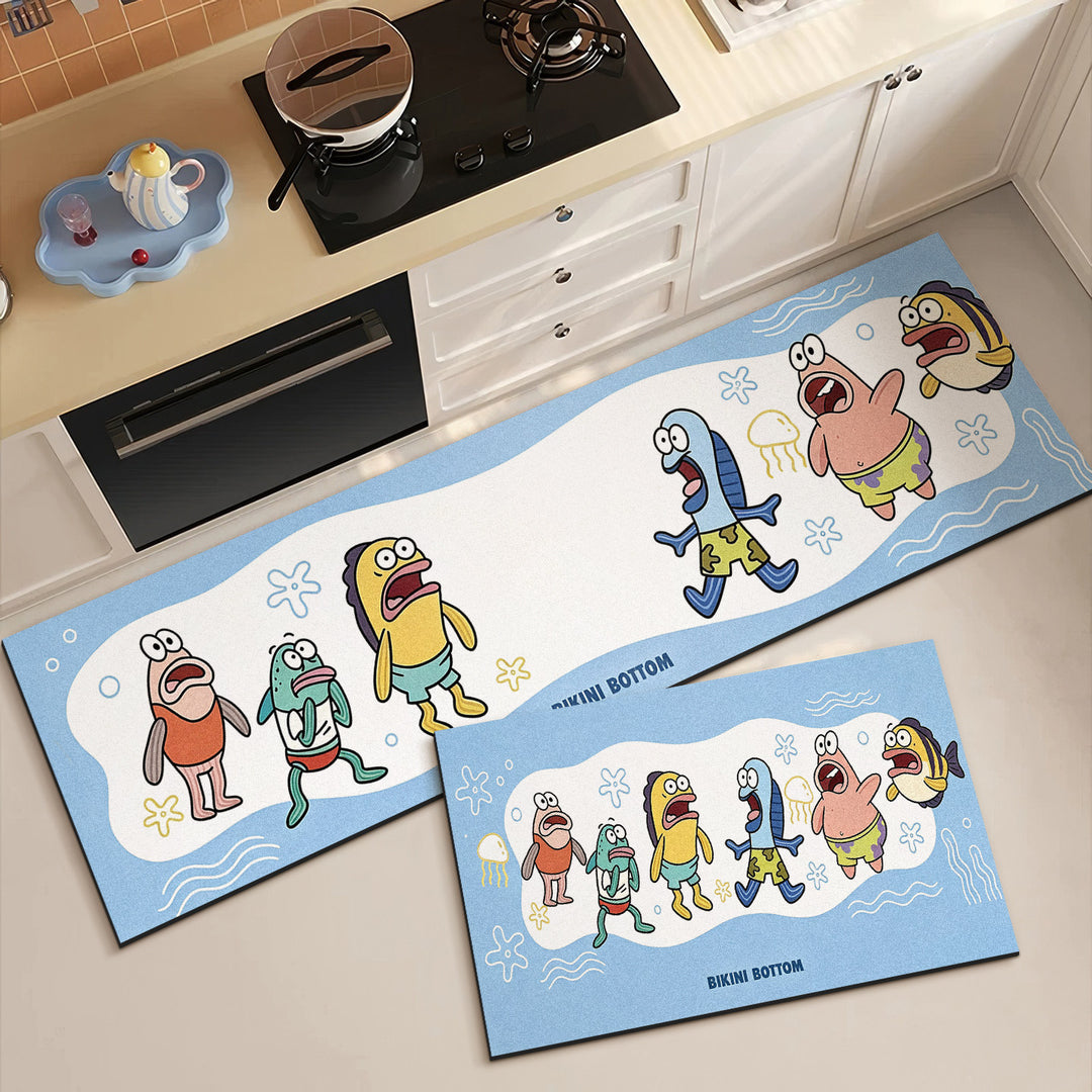 Cartoon-Themed Kitchen Runner Mat