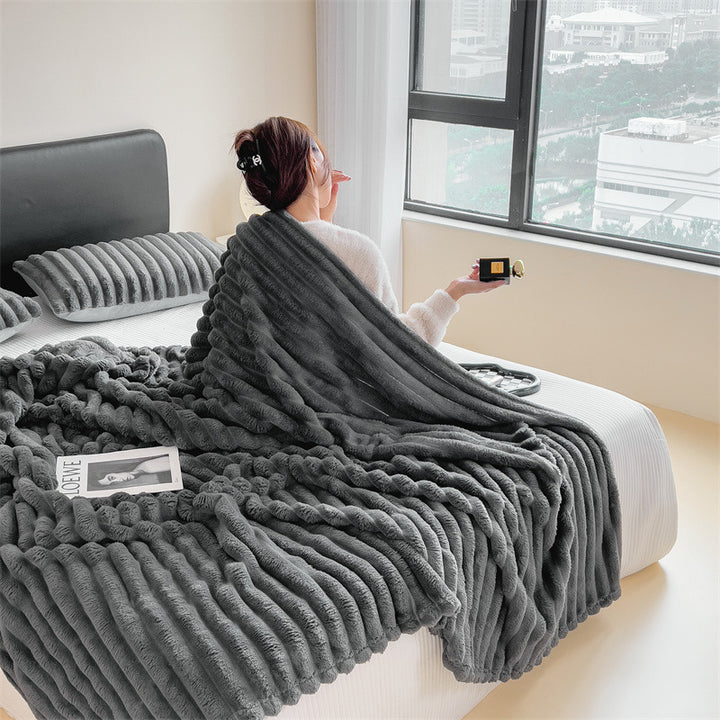 Textured Plush Throw Blanket