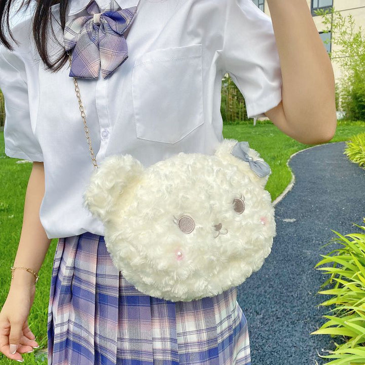Plush Animal-Themed Crossbody Bag