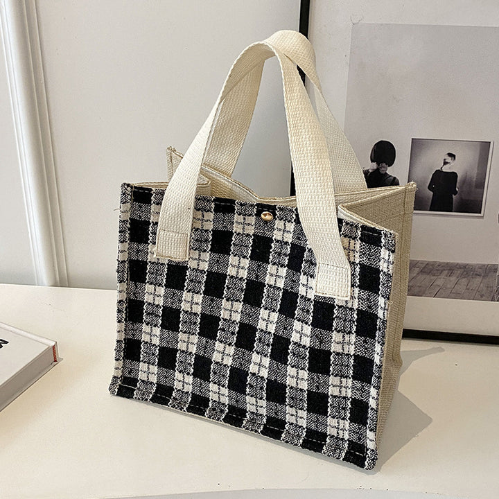 Checkered Fabric Tote Bag