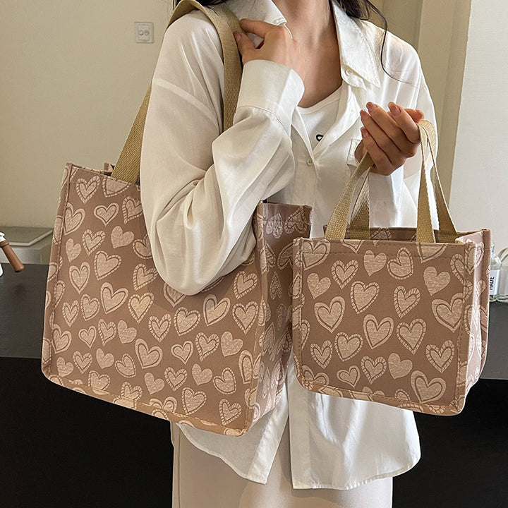Heart-Embroidered Utility Tote