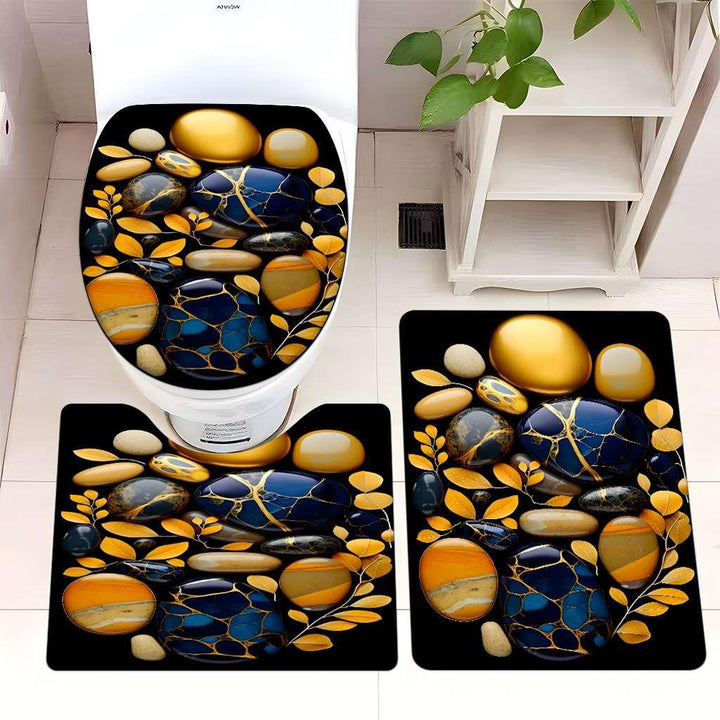 Decorative Rock and Butterfly Bathroom Mat Set Kalsten