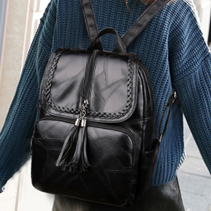 Chic Textured Leather Backpack Kalsten