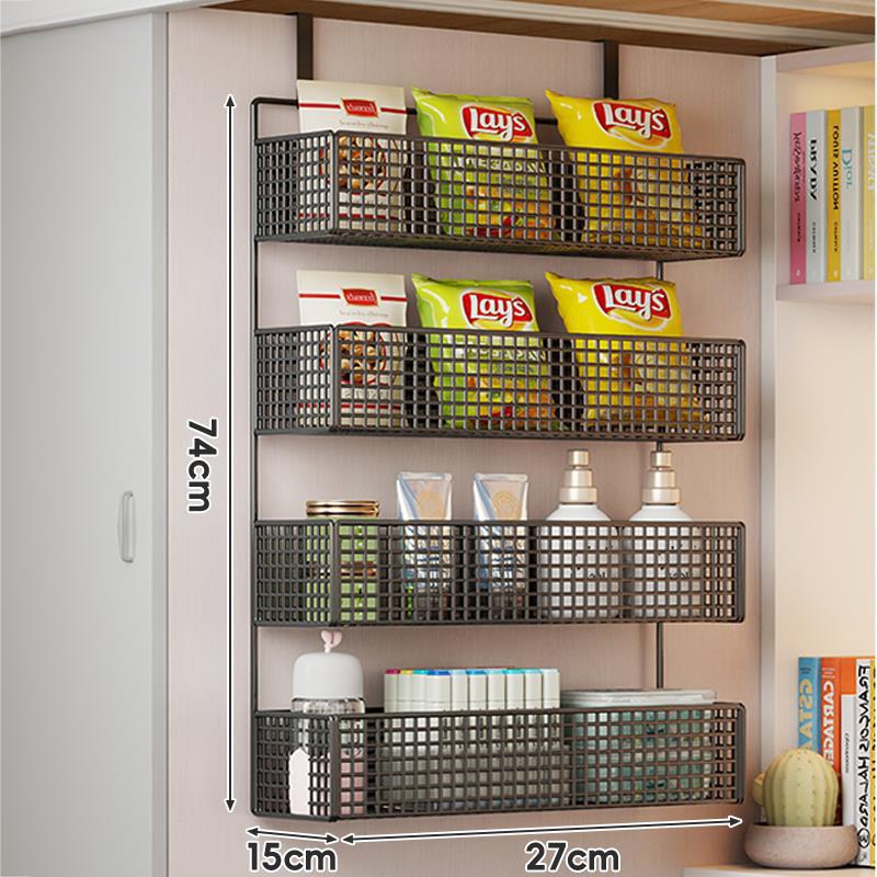 Wall-Mounted Grid Mesh Stacked Tiered Pantry and Bathroom Storage Baskets