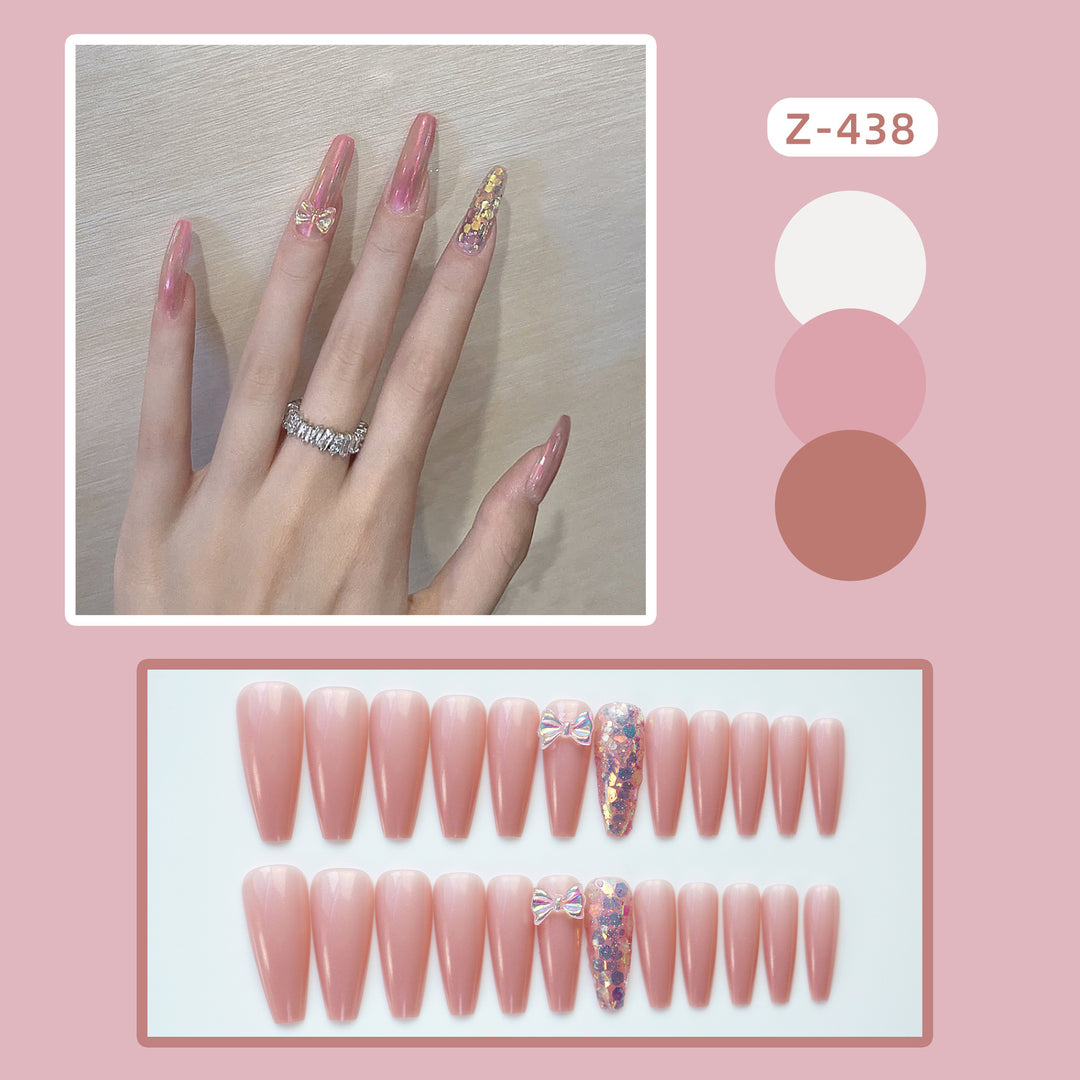 Decorative Press-On Nail Art Set with Butterfly Accents