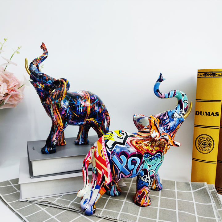 Creative elephant figurine with colorful design Kalsten