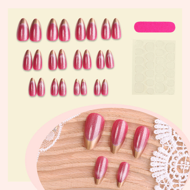 Acrylic nail set with elegant gold tips Kalsten