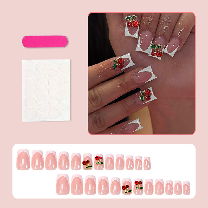Artificial nail set with cheerful cherry motifs Kalsten