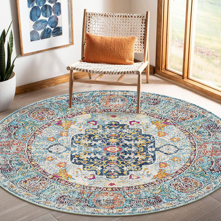 Vintage-Inspired Round Area Rug Kalsten 1791538275