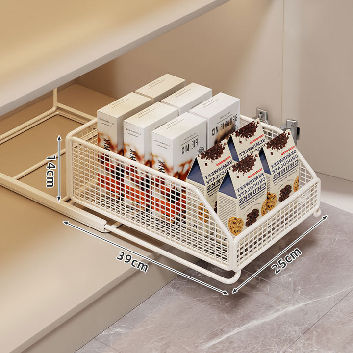Slide-Out Mesh Pantry Drawer with Soft-Close Rails and Ventilated Sides