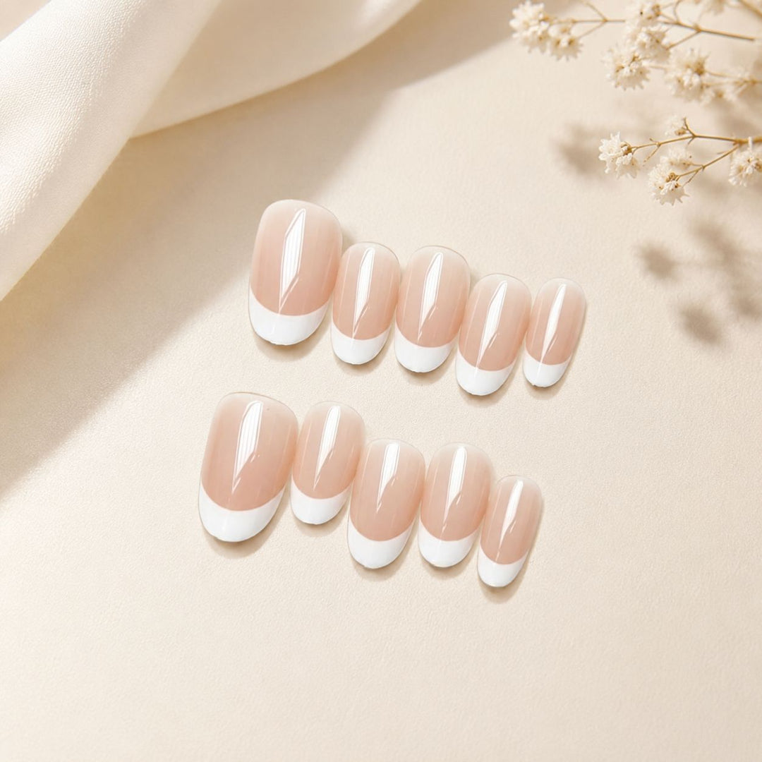 Glossy French Tip Press-On Nails