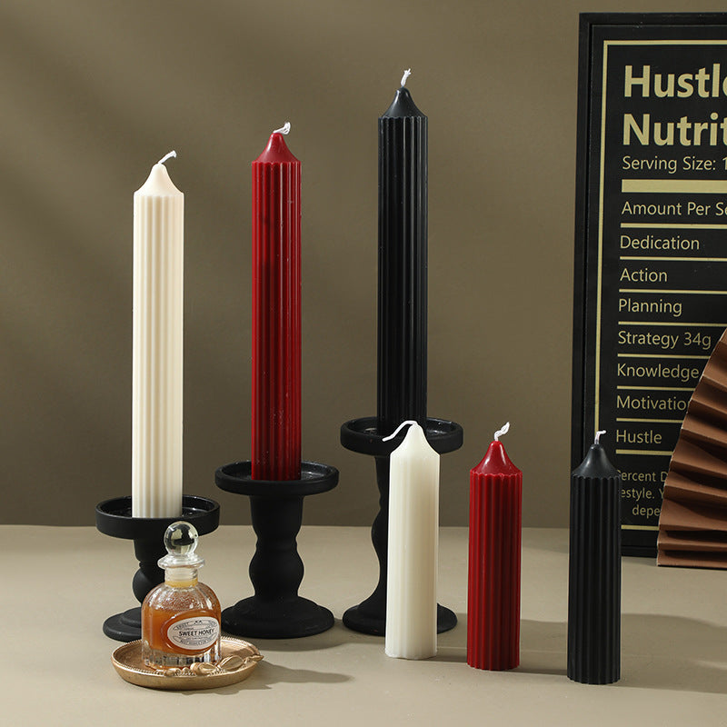 Ribbed Sculptural Column Candle Set